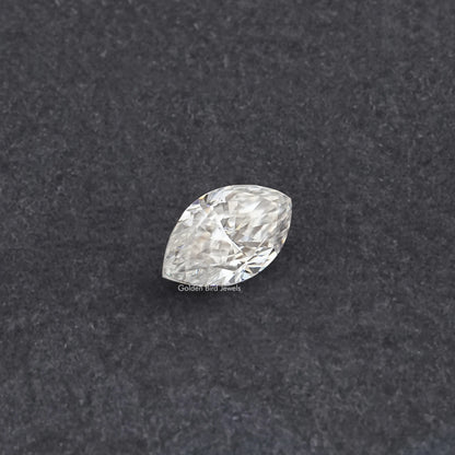 Marquise-cut moissanite loose stone, faceted clear white side view