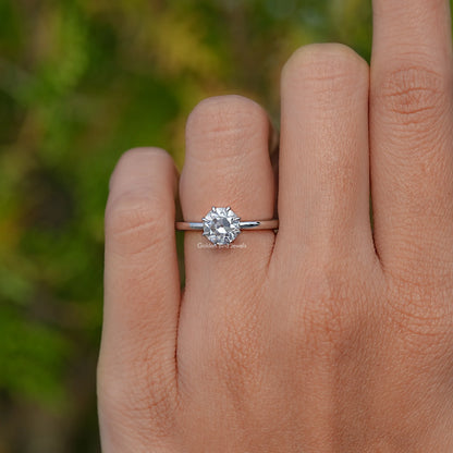Top View Of Old European Round Solitaire Ring 
