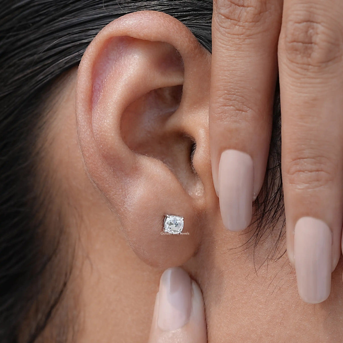 Colorless Multi Carat cushion Cut Stud Earrings 