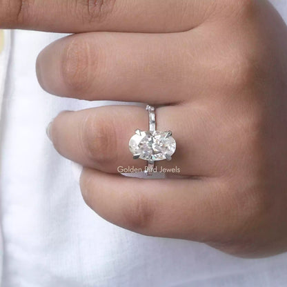 Detailed View Of Moissanite Solitaire Engagement Ring In White Gold