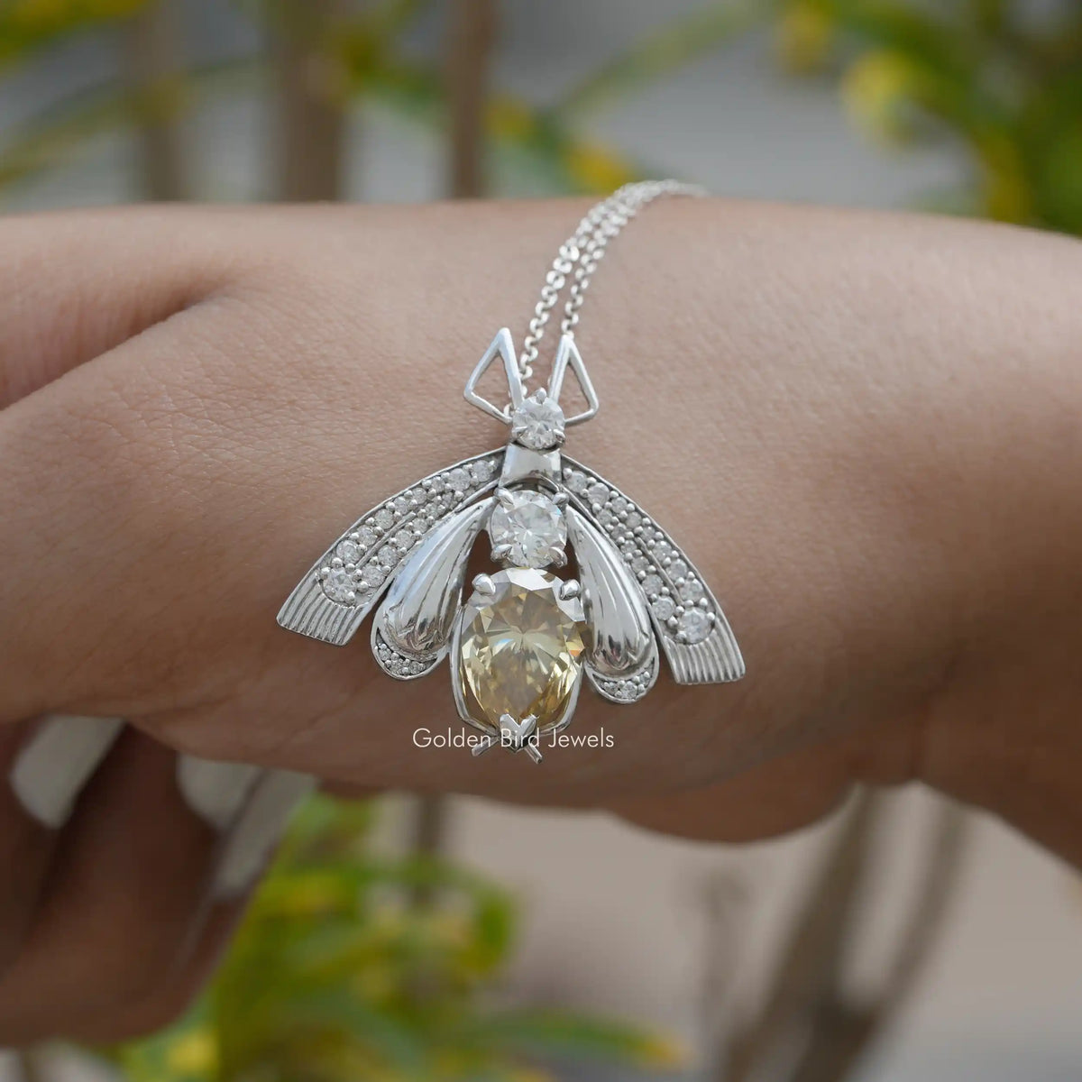Back view of moissanite Pear cut bracelet
