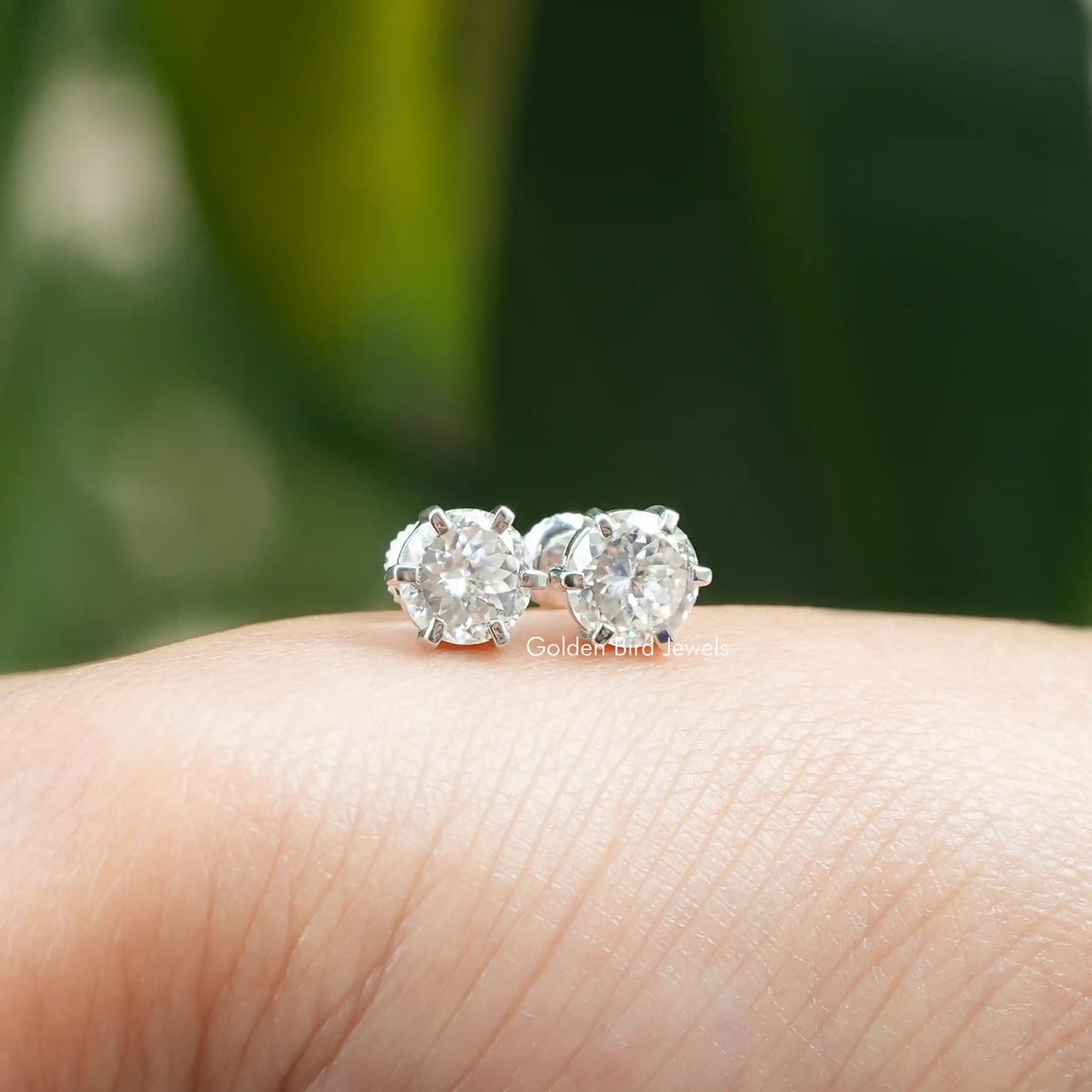 Pair Of a Colorless Portuguese Cut Moissanite Wedding Earrings