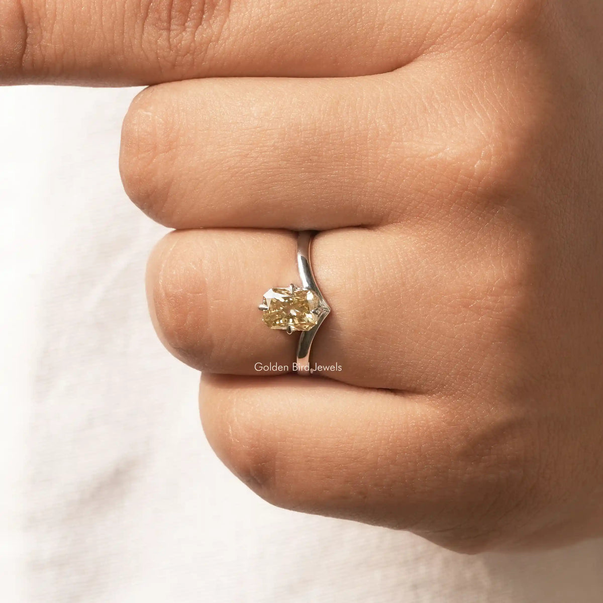 Detailed View Of Radiant Cut Moissanite Ring In White Gold