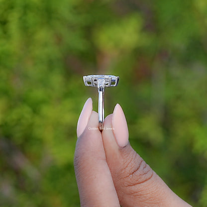 Side View Of Three Stone Marquise Moissanite Ring