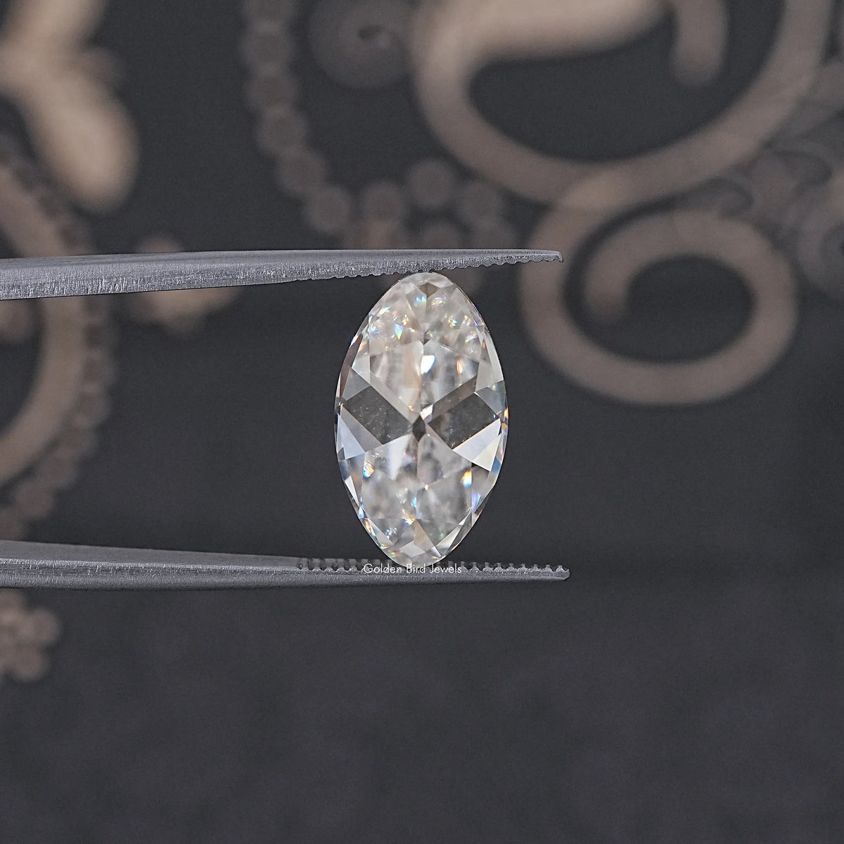 Back View Of Old Mine Moval Loose Moissanite Stone