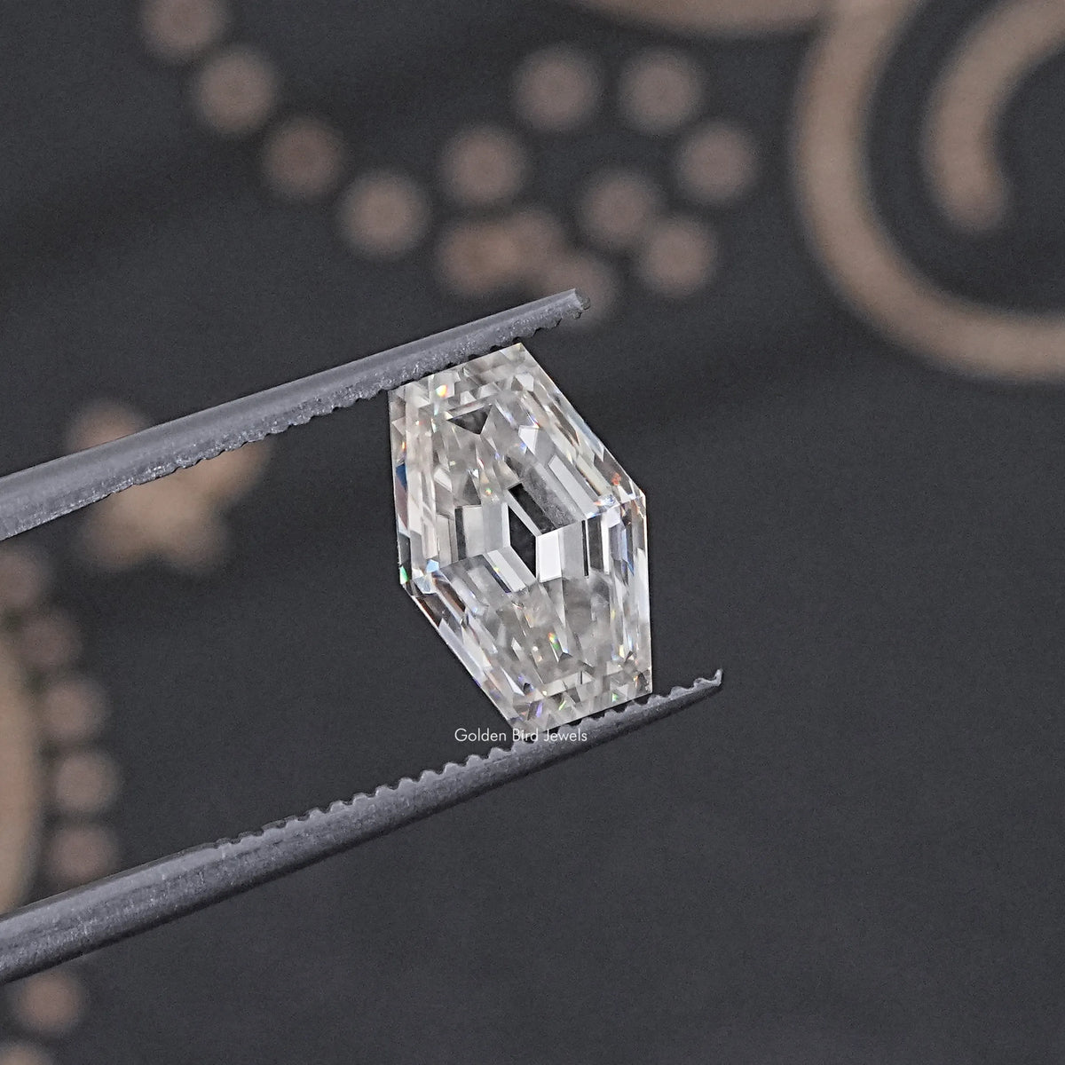 Back View Of Old Mine Lozenge Cut Loose Moissanite Stone