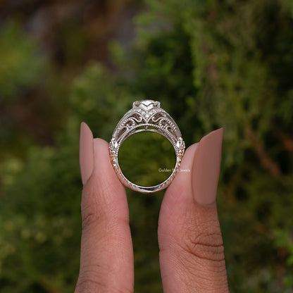 925 sterling silver art deco ring, open back view