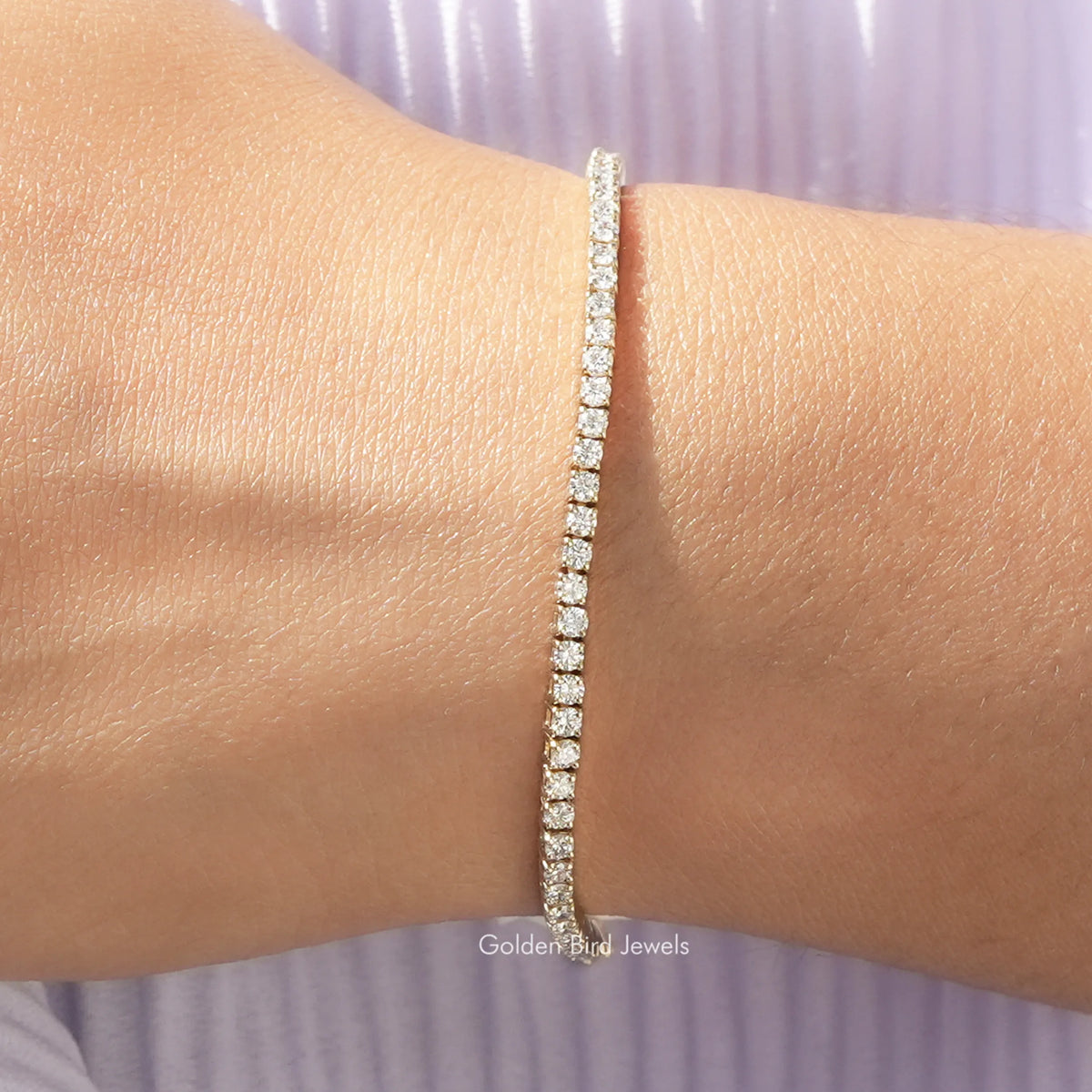 View of Round Cut Diamond Tennis Bracelet