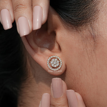 Detailed view of Lab Diamond earrings in secure setting