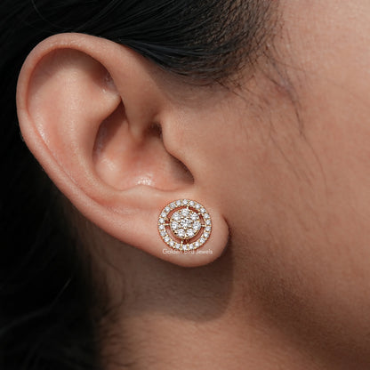 Back View Of Lab Diamond Cluster Stud Earrings

