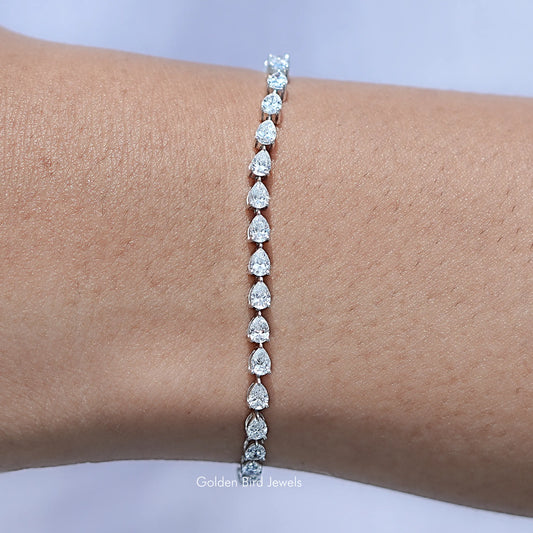 View Of Pear Cut Lab Diamond Tennis Bracelet	
