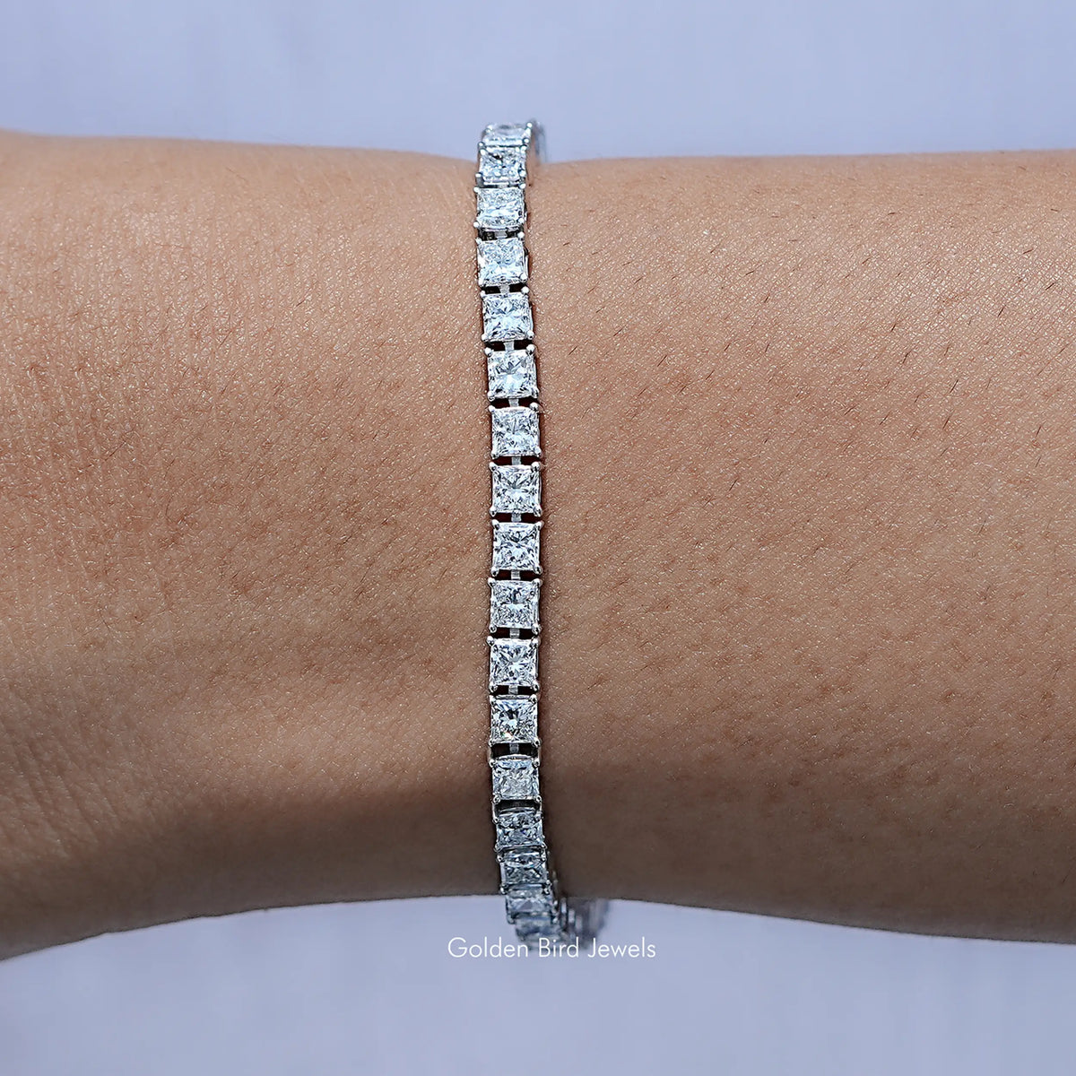 View Of Princess Cut Lab Grown Diamond Tennis Bracelet	
