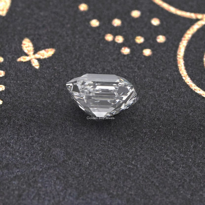 Emerald-cut lab-grown diamond, elongated step-cut gemstone
