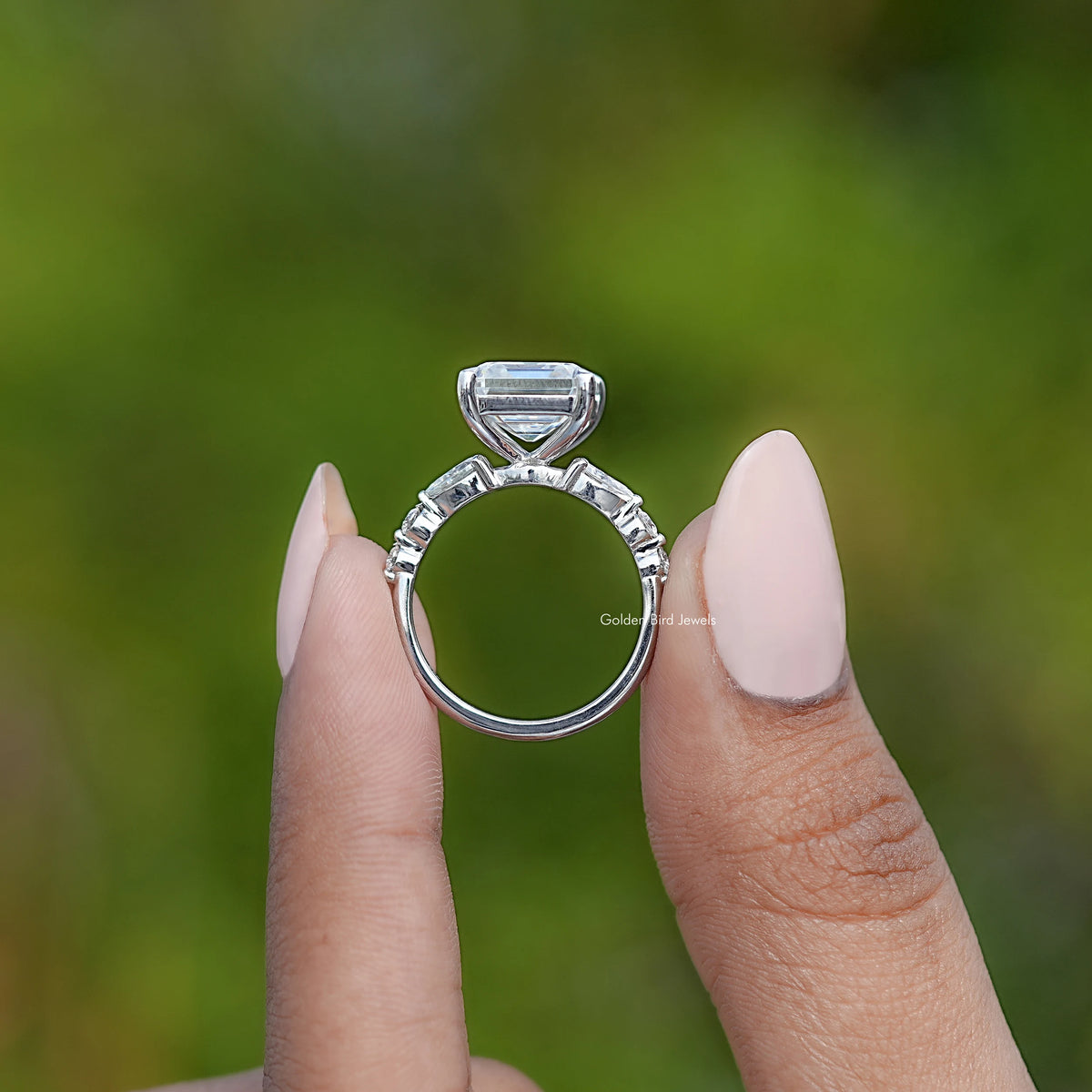 Back View Of Old Mine Asscher Cut Ring