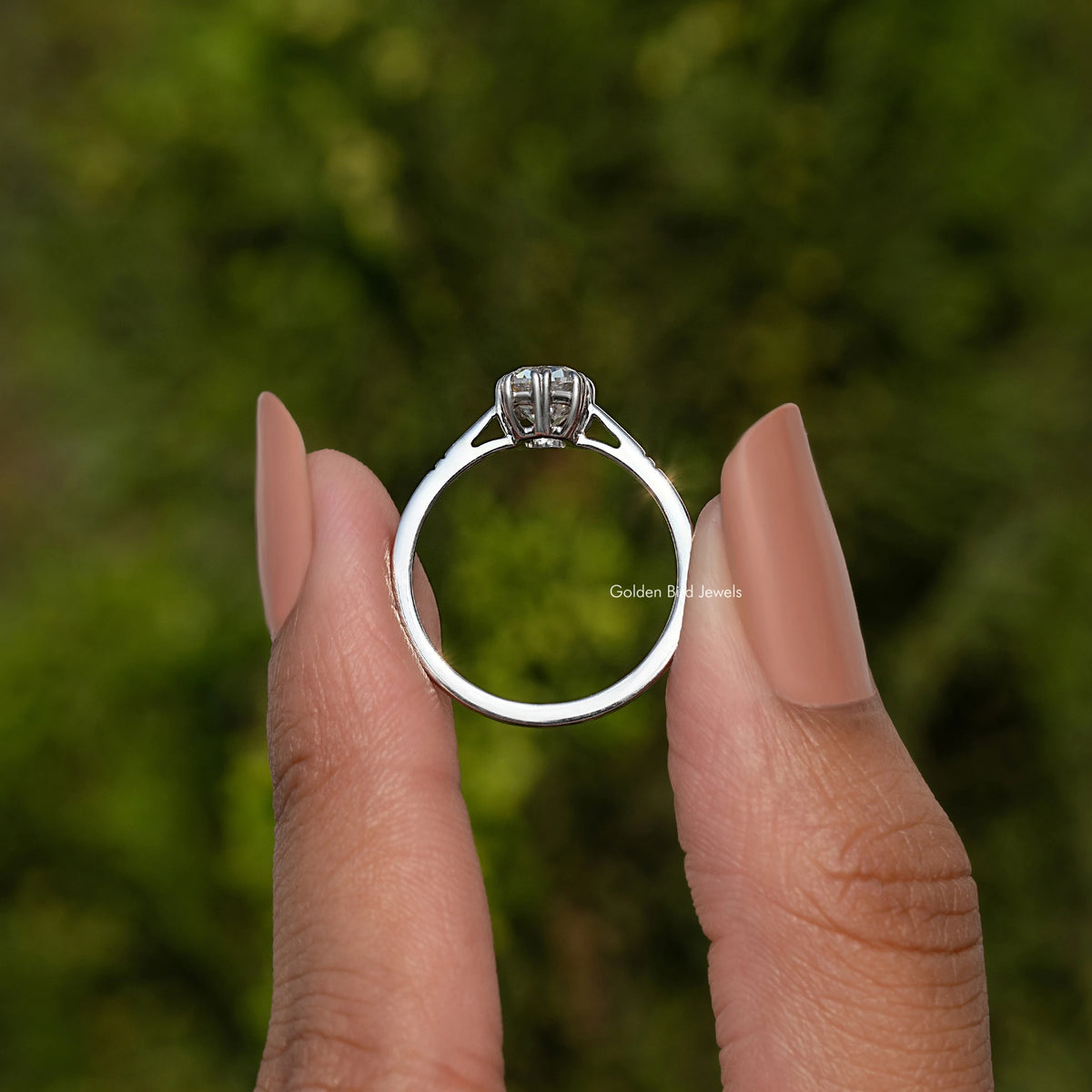925 sterling silver old mine cushion-cut bridal ring, top view