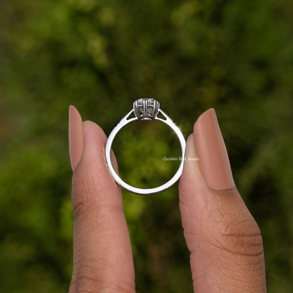 925 sterling silver old mine cushion-cut bridal ring, top view