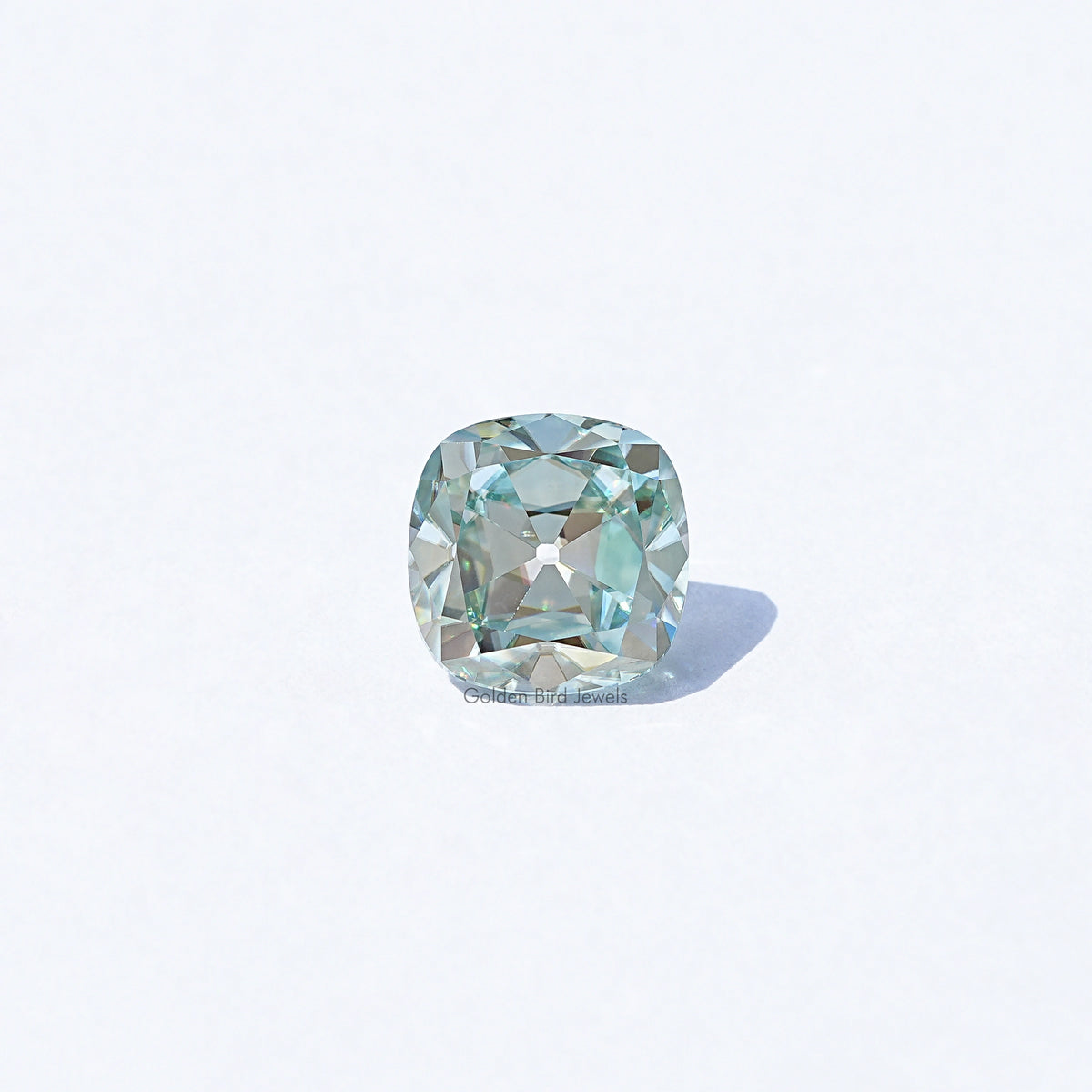 Light blue moissanite gemstone, cushion old mine cut, loose