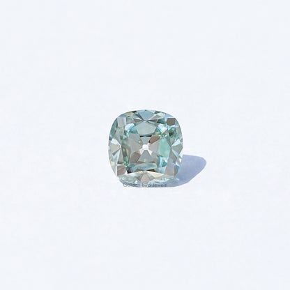Light blue moissanite gemstone, cushion old mine cut, loose