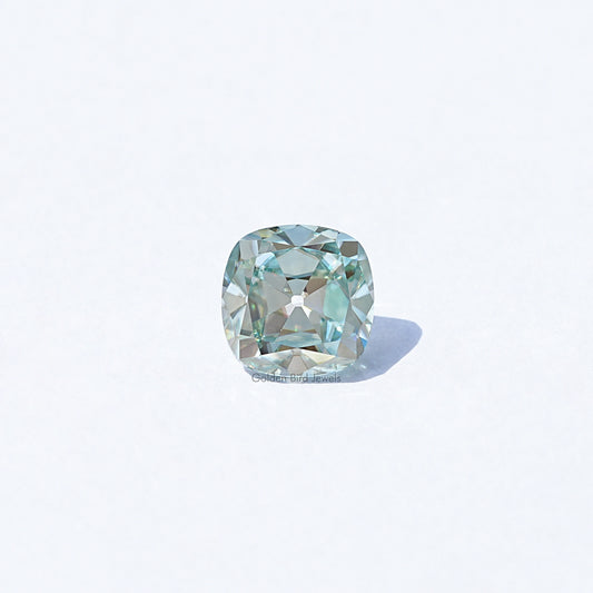 Light blue moissanite gemstone, cushion old mine cut, loose