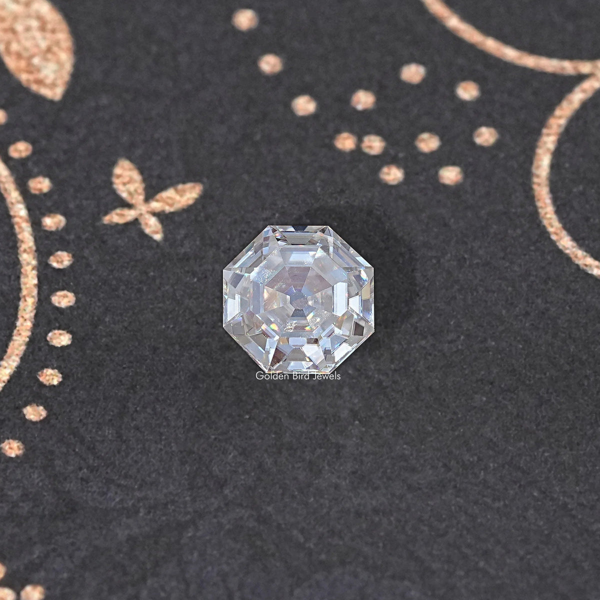 Loose octagon-cut moissanite gemstone with clear faceted brilliance