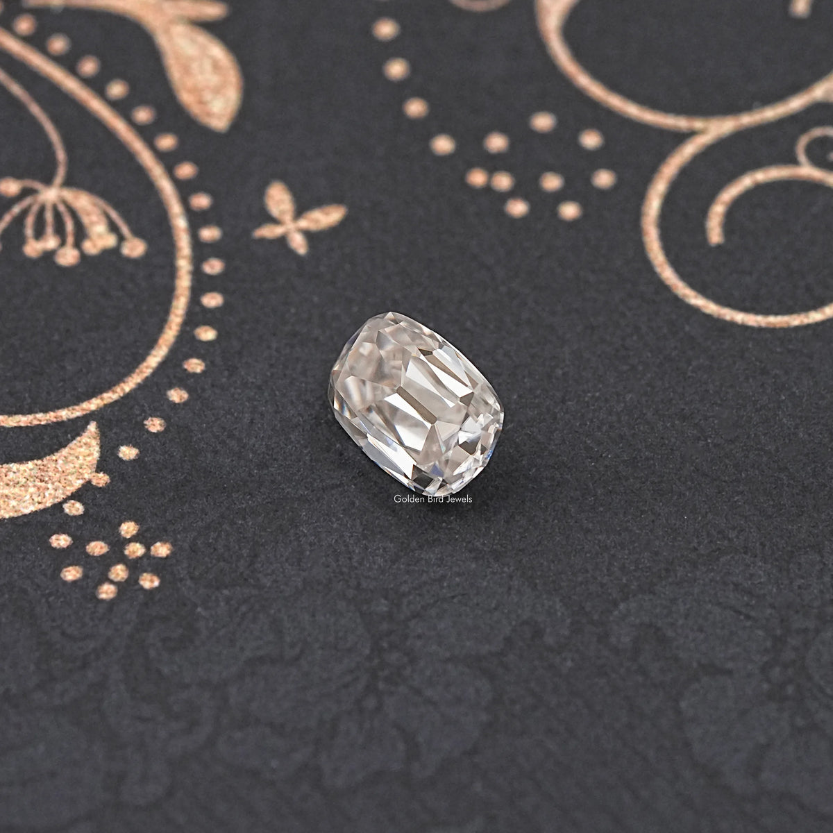 Display View of Off White Cushion Cut Moissanite Loose Stone