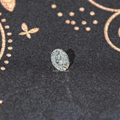 Old European round loose lab diamond, centered close-up with faceted face
