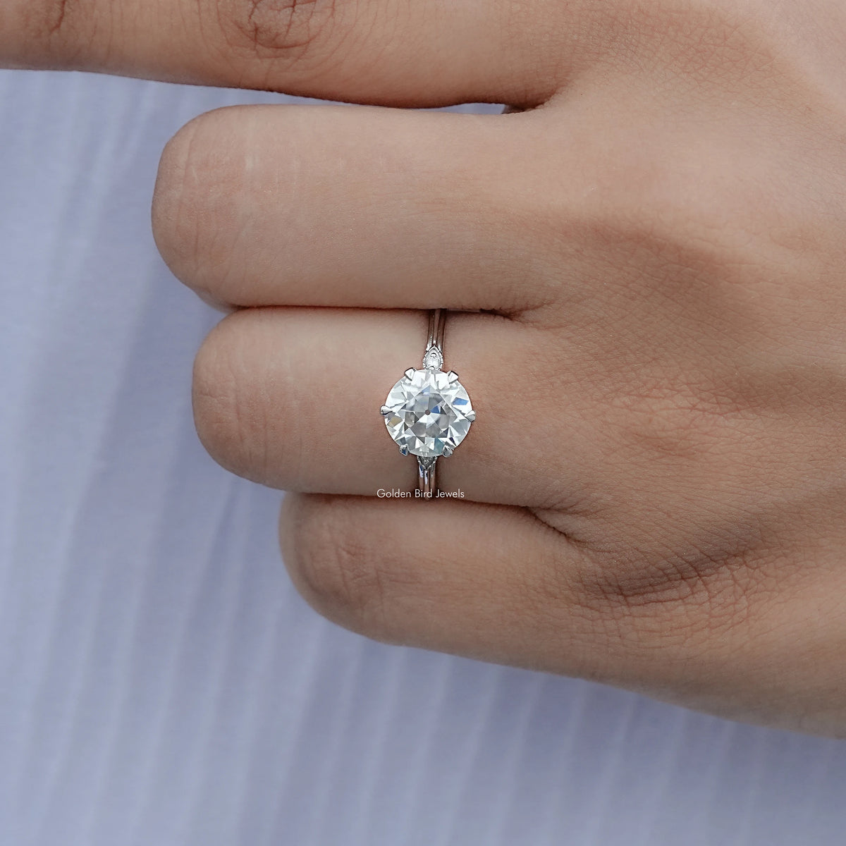 Close view of Round Cut Solitaire Engagement Ring