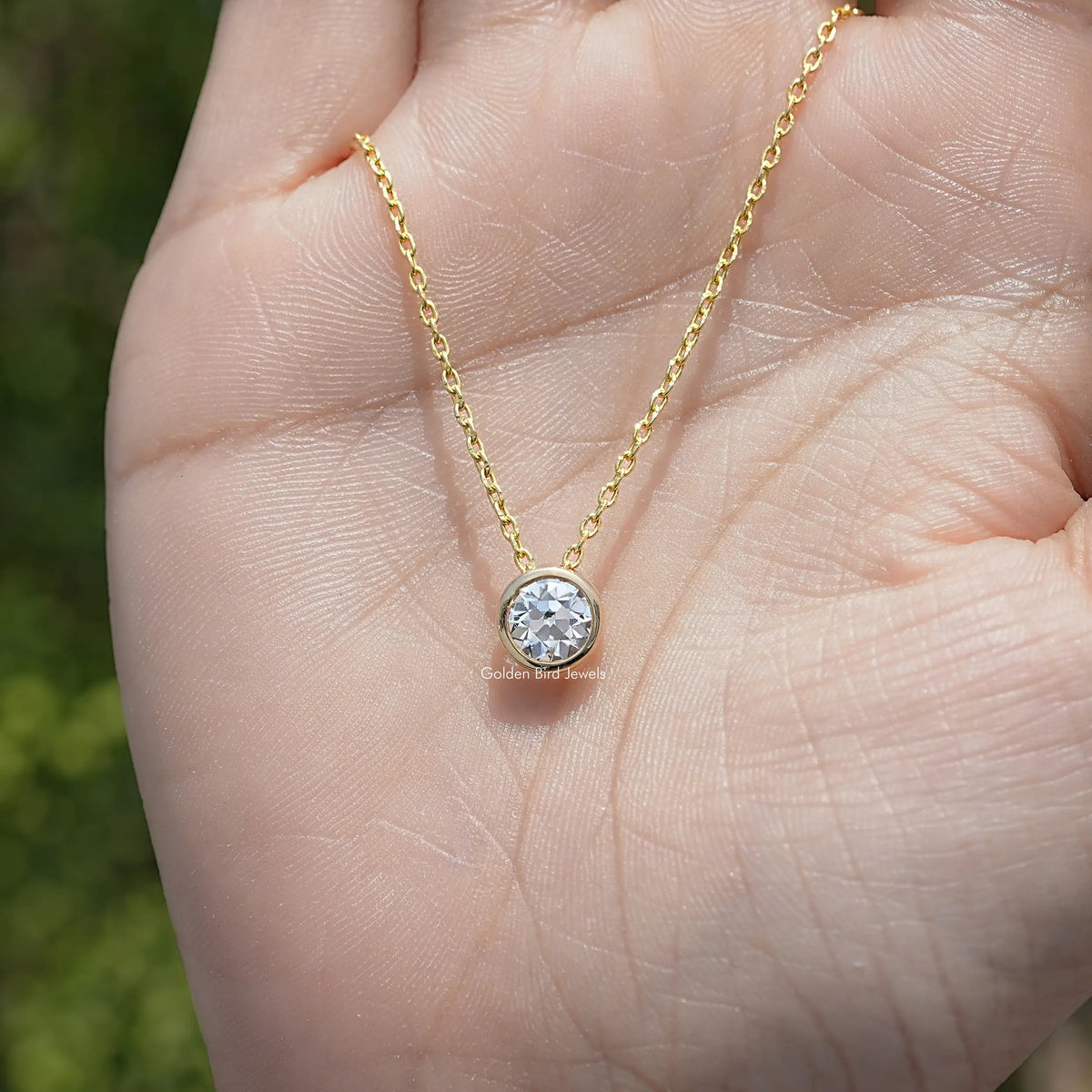 Top View of Round  Cut Diamond Solitaire Pendant
