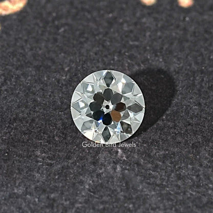 Old European round loose lab diamond, macro close-up of facets