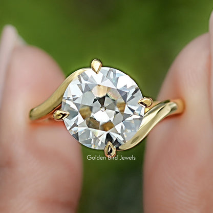 Front view of Old European Cut Round Moissanite Bypass Ring