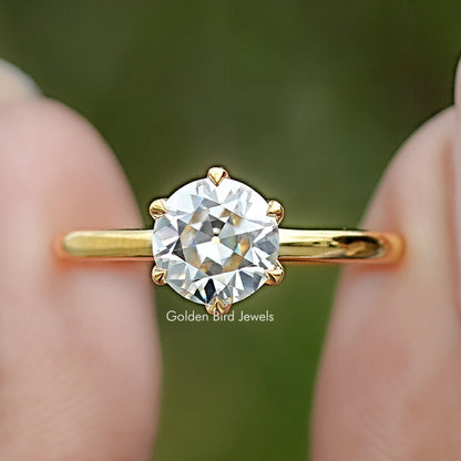 Front view of Old European Round Moissanite Solitaire Ring