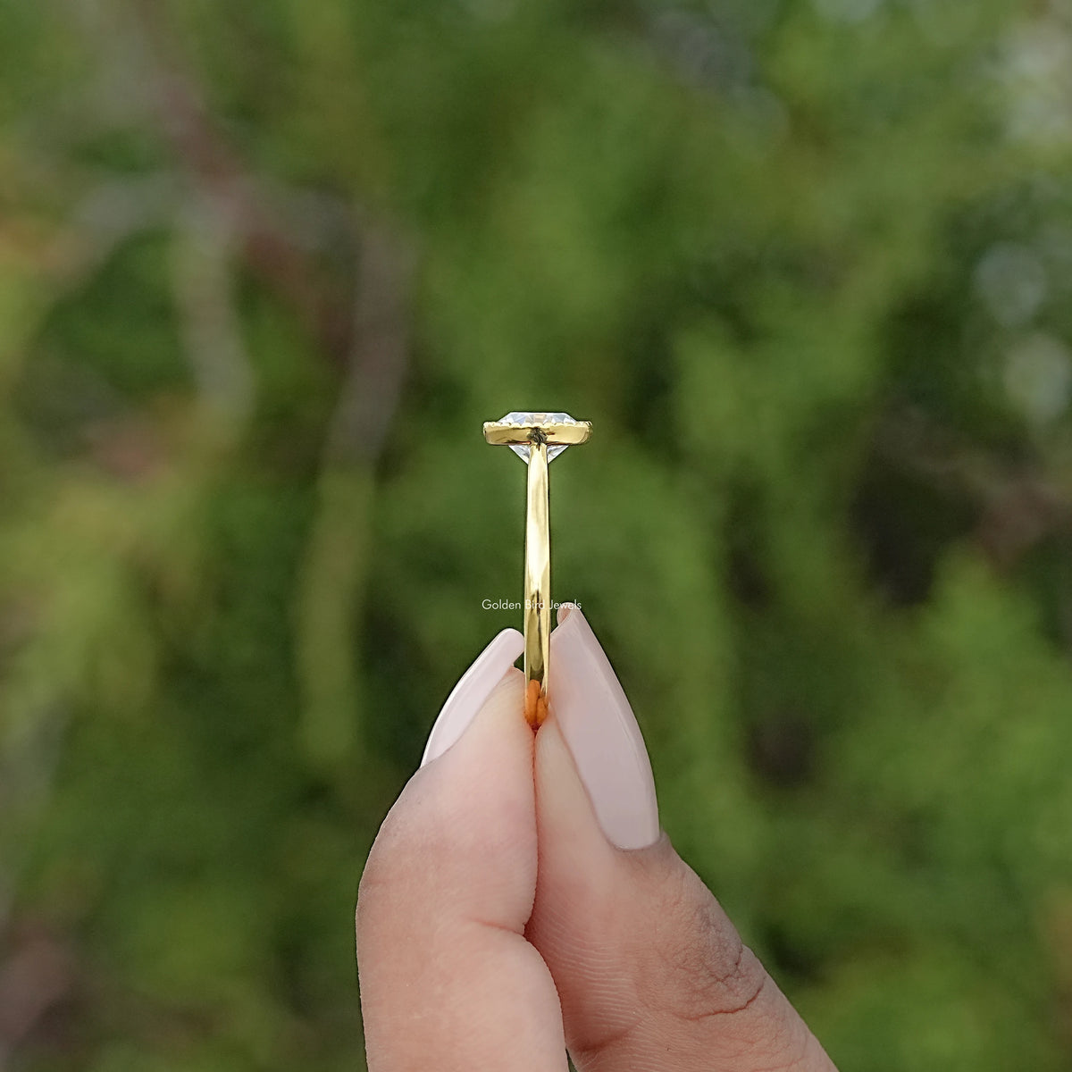 Side View of Old European Cut Round Moissanite Ring