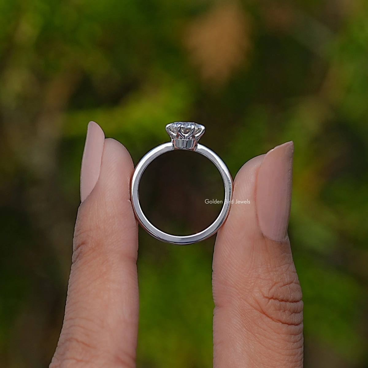 Back View Of Moissanite Solitaire Ring
