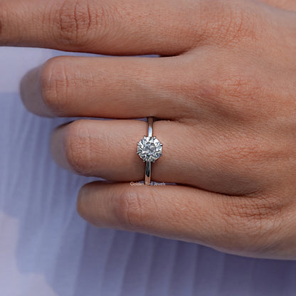 Close View Of Old European Moissanite Engagement Ring
