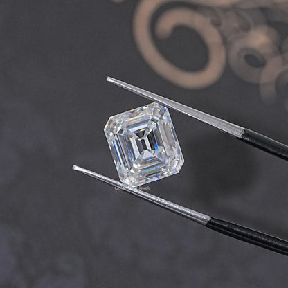 Asscher Cut Loose Moissanite in white tone 