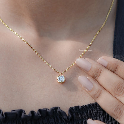 Side View Of Old Mine Cushion Moissanite Pendant