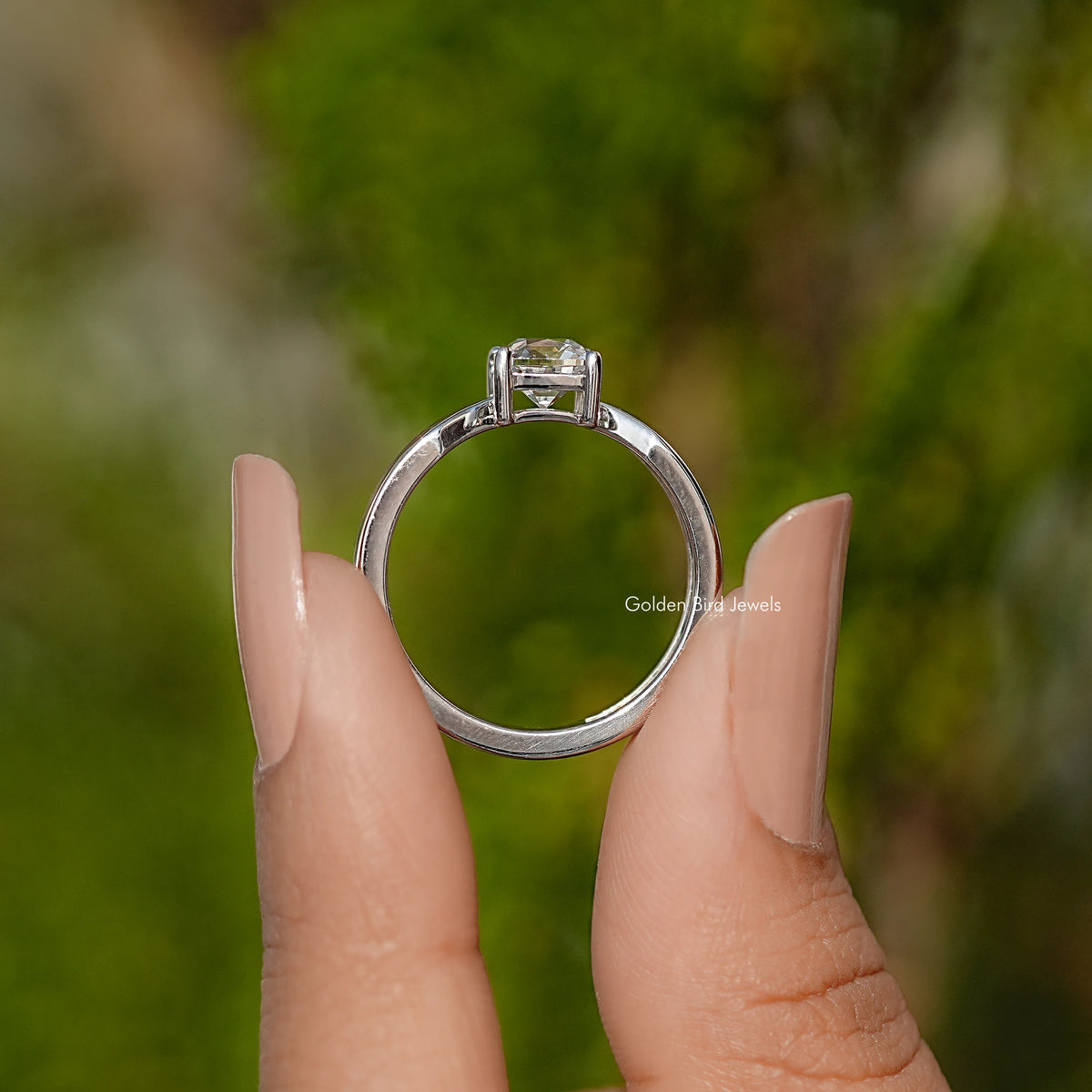 Back View Of Cushion Diamond Solitaire Ring
