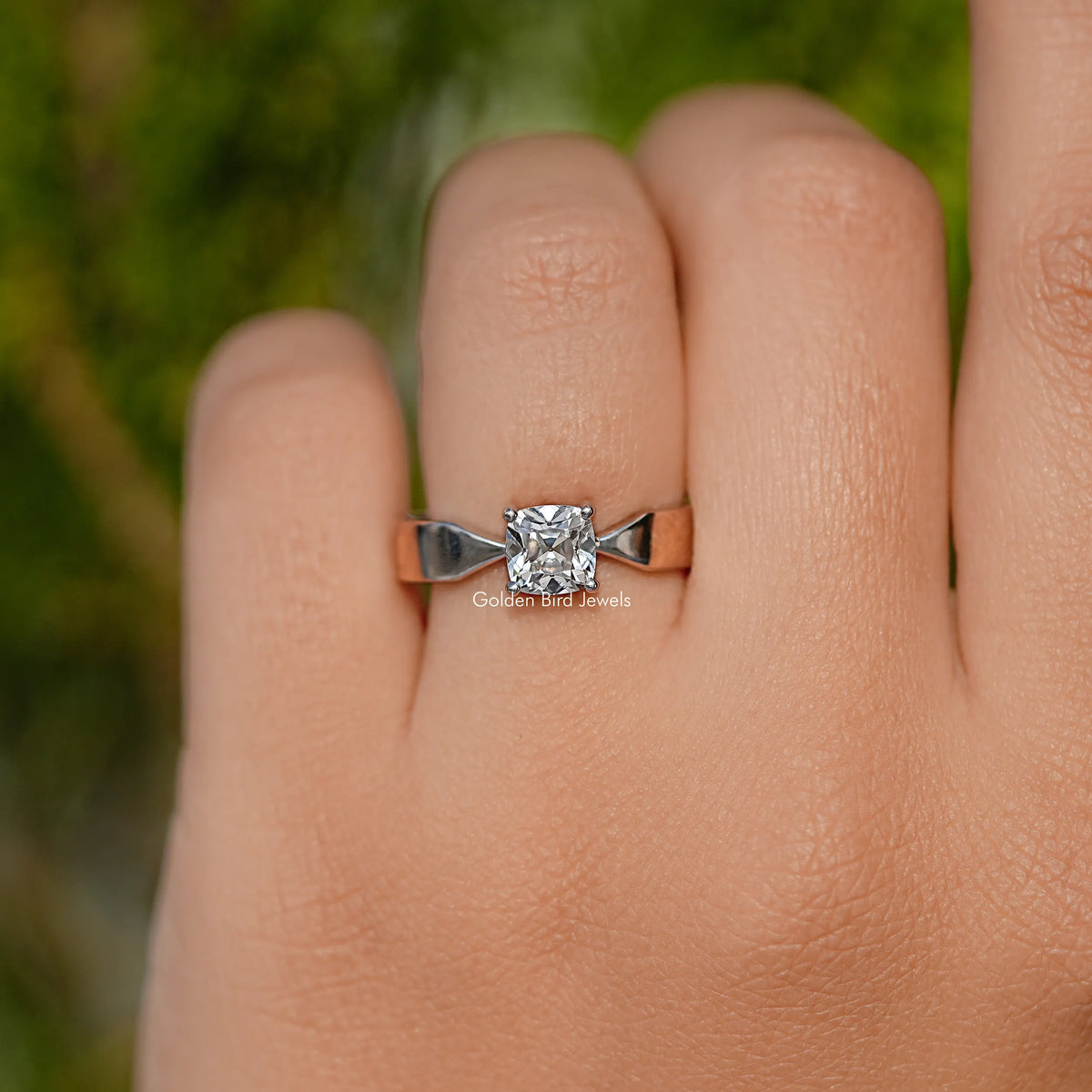 Top View Of Cushion Diamond Solitaire Ring

