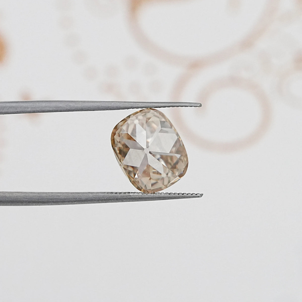 In Tweezer View Of Old Mine Cushion Cut Loose Moissanite Stone