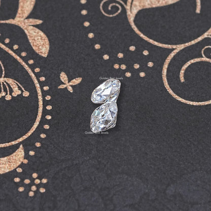 Loose cushion-cut moissanite stones, clear, two stones stacked side by side