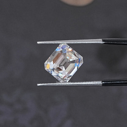Detailed View Of Asscher Cut Loose Moissanite
