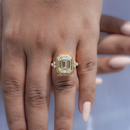 Detailed View Of Old Mine Emerald Cut Ring