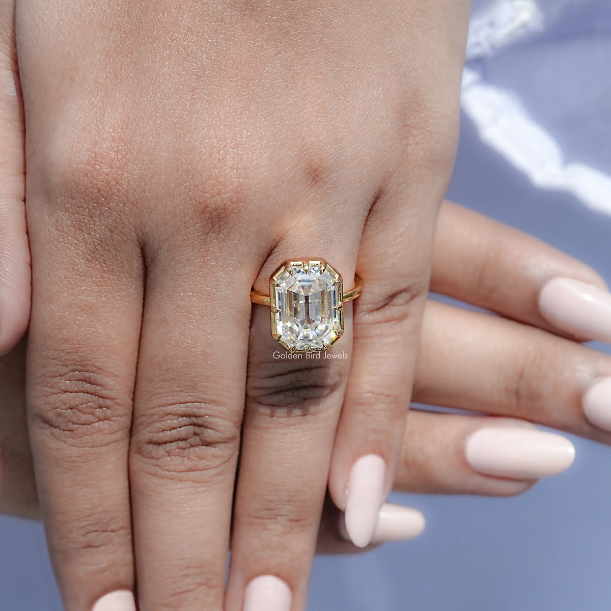 Detailed View Of Old Mine Emerald Cut Ring