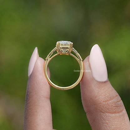 Back View Of Old Mine Emerald Cut Ring
