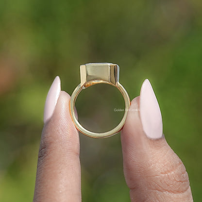 Back View Of Old Mine Emerald Cut Ring