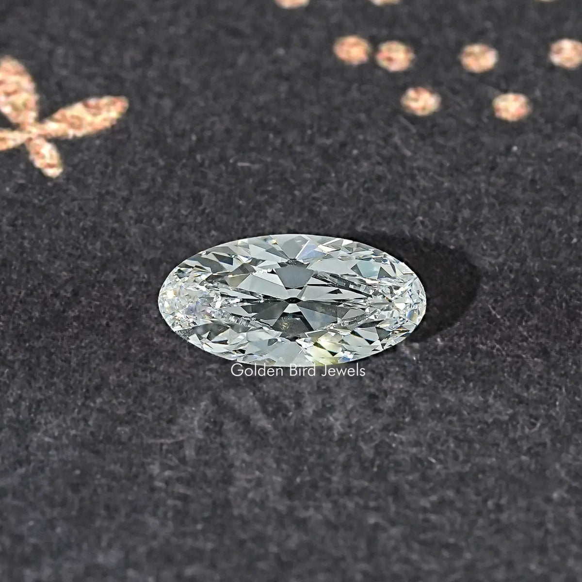 Oval faceted lab-grown diamond with crisp reflective facets