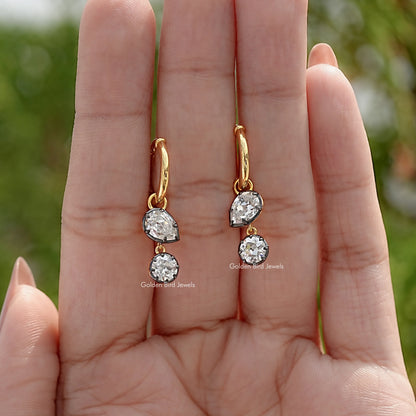Pair Of Round Moissanite Dangle Hoop Earrings
