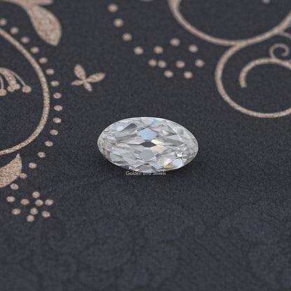 Oval moissanite loose stone, centered close-up with crisp facet pattern