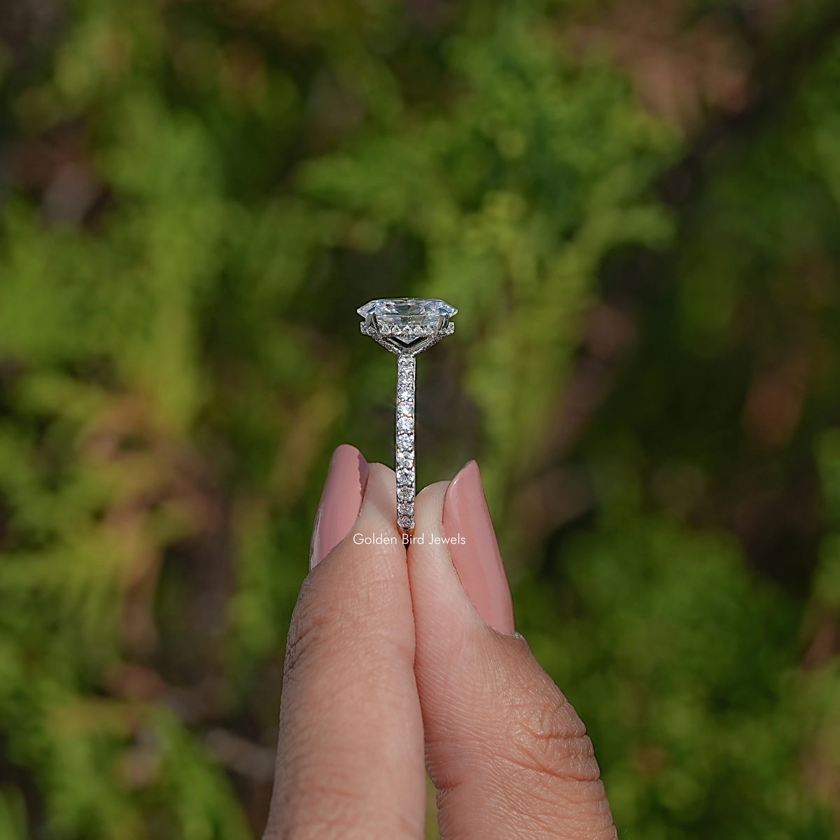 Side View Of Oval Cut Lab Diamond Ring
