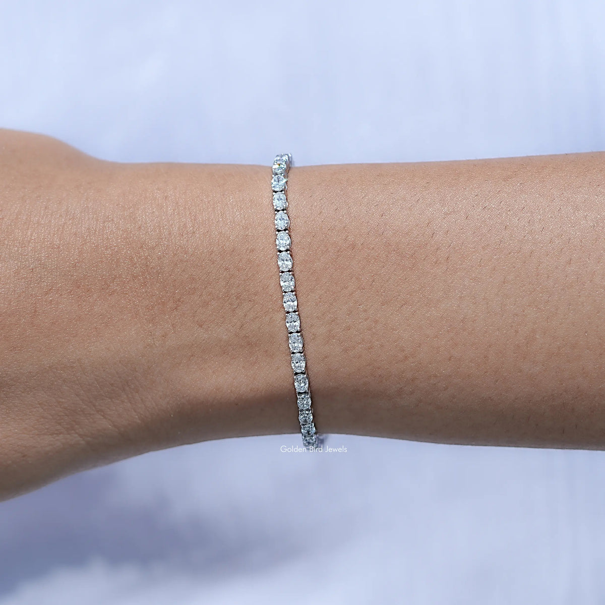 Side View Of Oval Cut Tennis Bracelet
